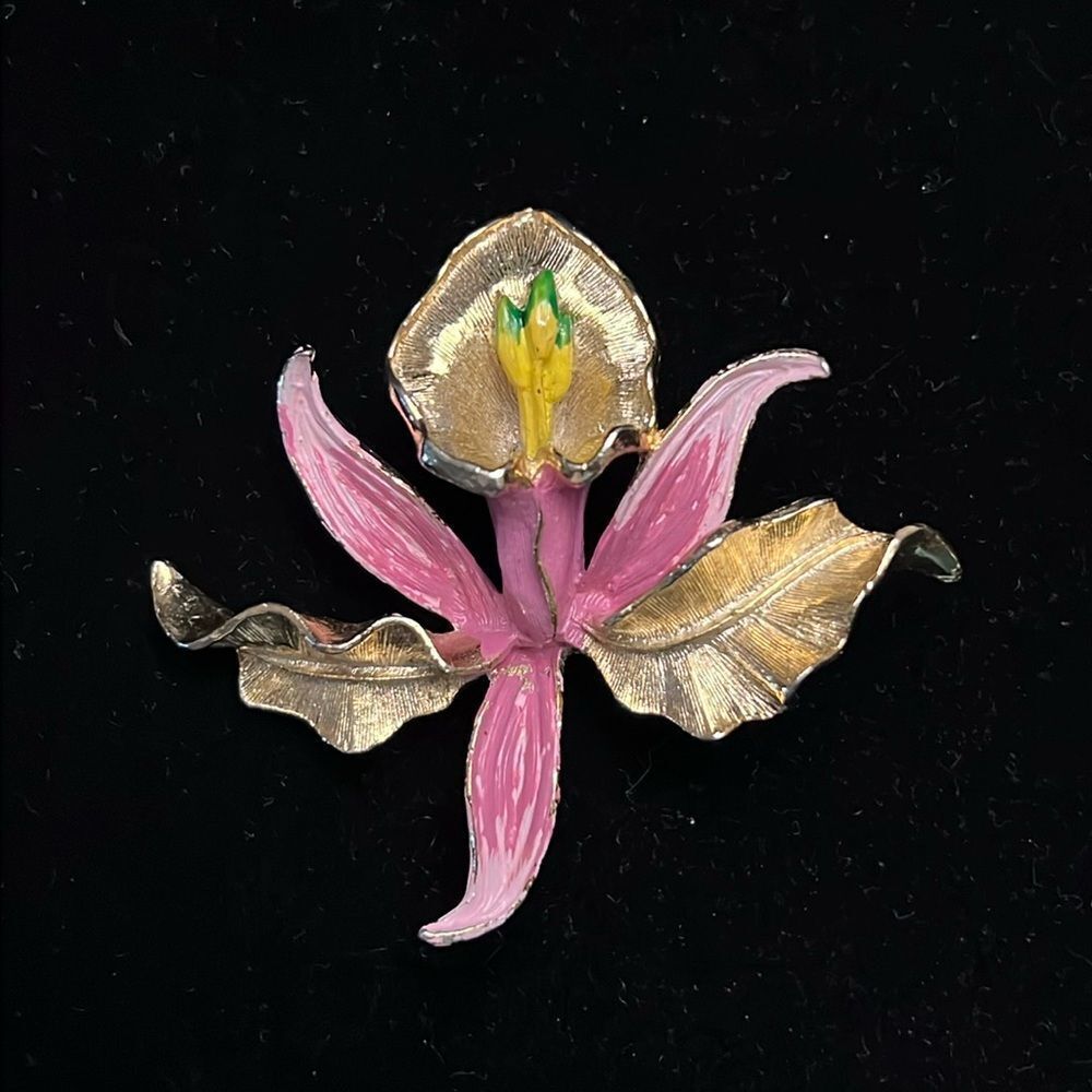 Vintage Gerry’s Orchid Painted Brooch - Flower Pin